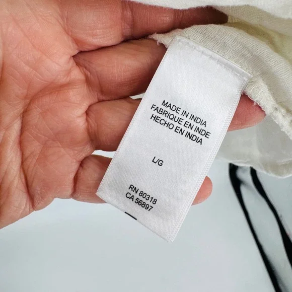 Lucky Brand Ivory Embroidered Cotton Gauze Peasant Blouse Size L Boho Peasant - Picture 7 of 9